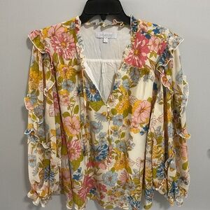 Women’s Sugarlips by Tuckernuck Romantic Floral Long Sleeve Blouse, 2XL